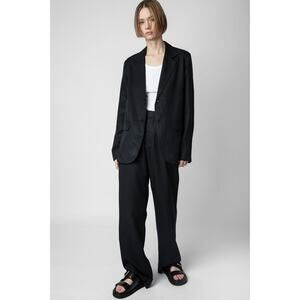 Zadig & Voltaire Vanille Lyocell Blazer Jacket Black $548, Sz 40, NWT!